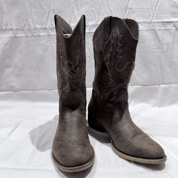 X Appeal Women’s Western Cowboy Boots, Size 9, Brown Faux Leather, Embroidered - Picture 7 of 8